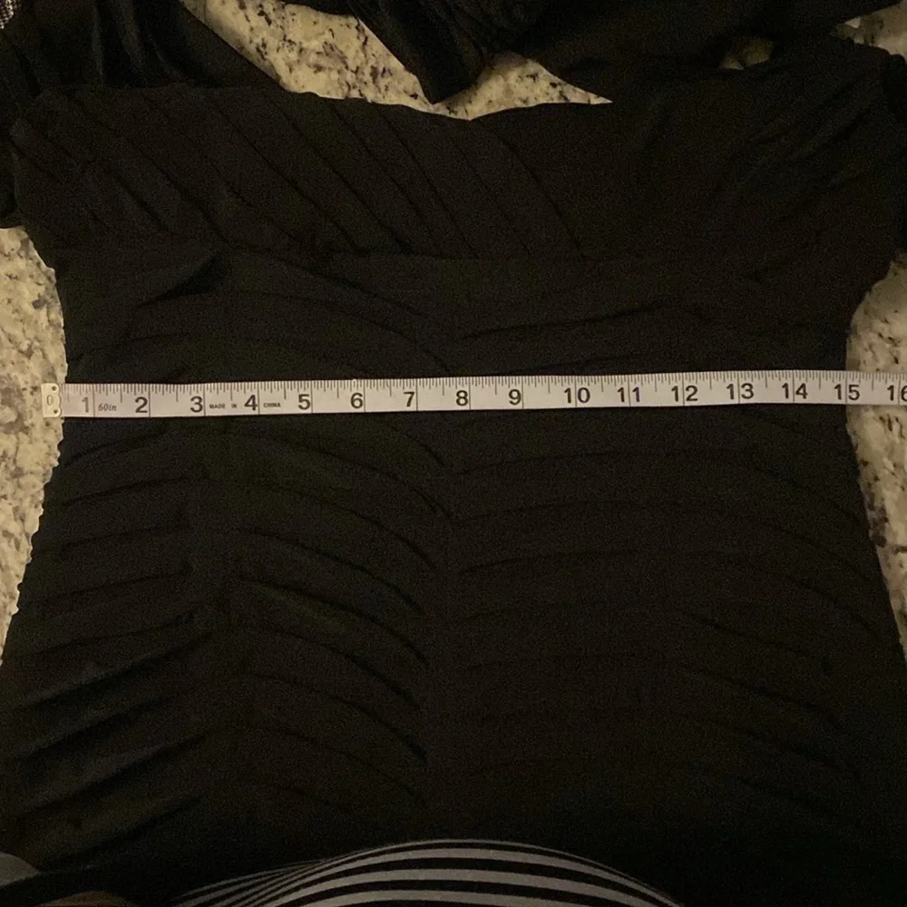 Adrianna Papell black bandage look tiered jersey stretch midi dress 10 V10